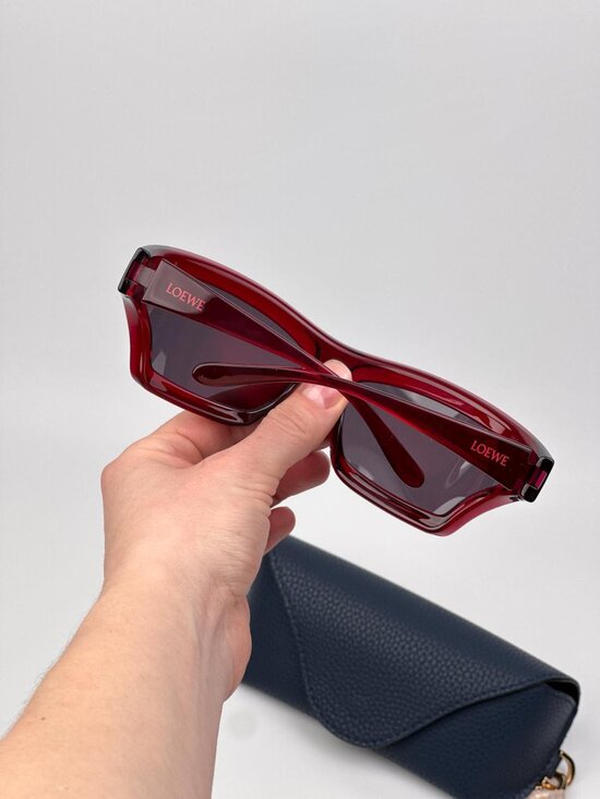 Loewe x PAULA\'S IBIZA Women Sunglasses – Red Smoke Wraparound Frame LW40143U 66A